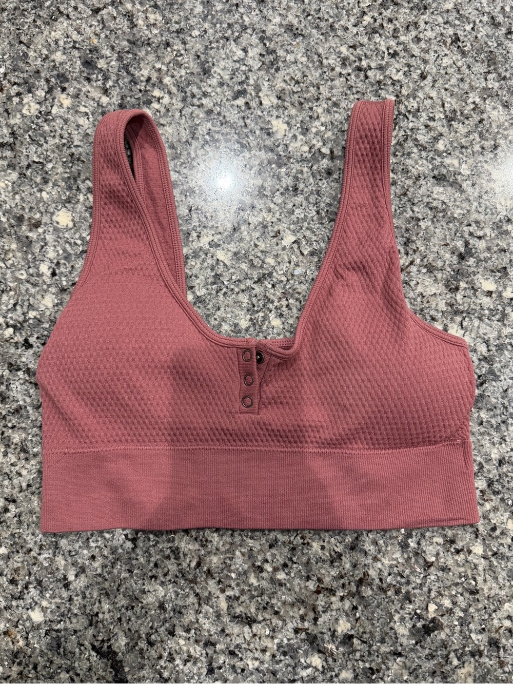 Aeropostale Mauve Ribbed Snap-Front Sports Bralette